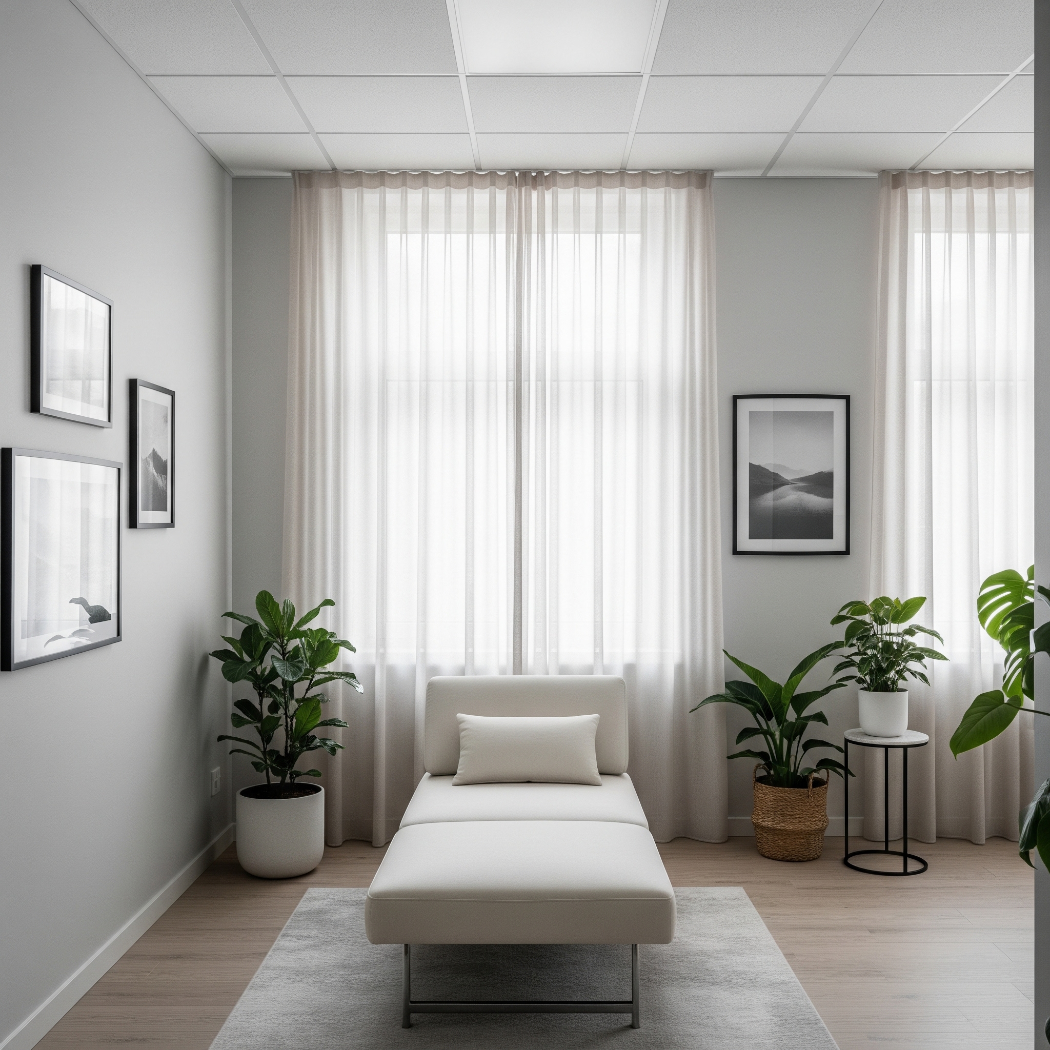 Serene, minimalist interior space
